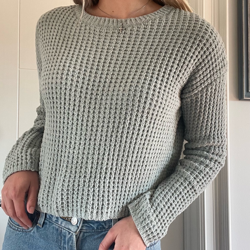 Blue Rain Textured Knit Sweater